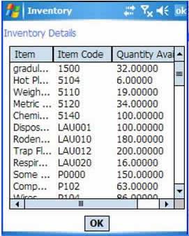 This is a screen shot of the inventory management software we have for mobile devices